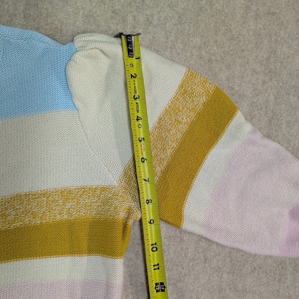 Nine West Petite XL Puff Sleeve Block Color Striped Knit Pastel Sweater - Picture 4 of 8